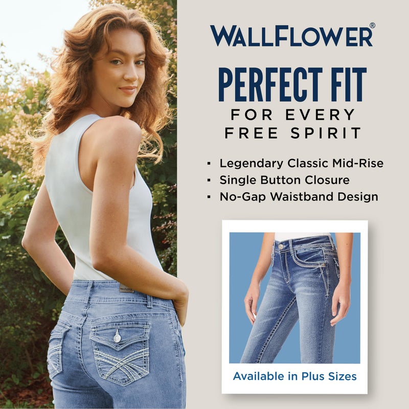 WallFlower Legendary Bootcut Jeans for Women, Classic Fit Mid-Rise Insta Stretch Denim in Standard and Plus Size, Juniors Jeans - Amy, 16 Plus - Image 5